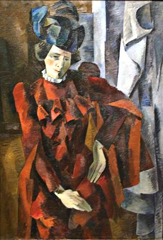Woman in red dress
