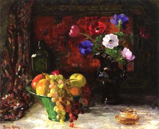 Still LIfe with Bowl of Fruit and Anemones
