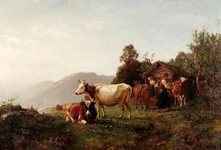 Summer Landscape with Cows