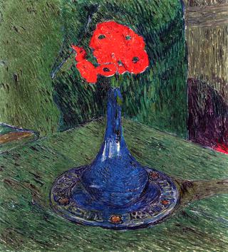 Poppies in a Blue Vase