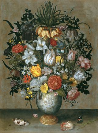 Chinese Vase with Flowers, Shells and Insects