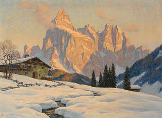 Winter Evening on Schlern, Dolomites