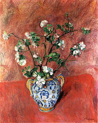Flowering Twigs in a Vase with Handles