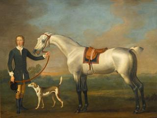 A Gray Hunter Held by a Groom