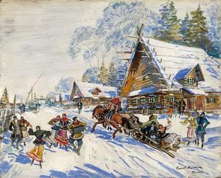 Russian Village in Winter