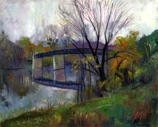 A Footbridge in Chatou in Autumn