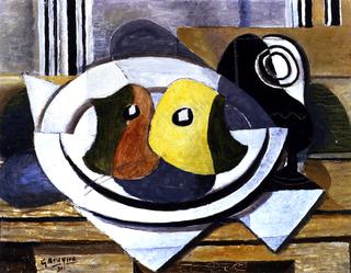 Glass and Plate of Fruit