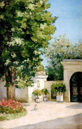 Yerres, De l'Exèdre, le porche de la demeure familiale