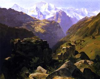A View of the Jungfrau Massif seen from Above, Interlaken