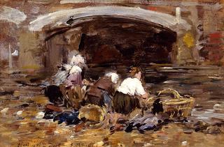 Laundresses near a Bridge