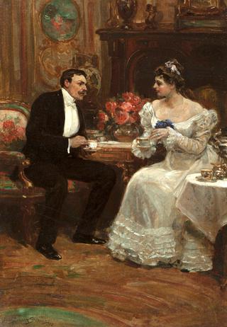 Seated Couple Having Tea