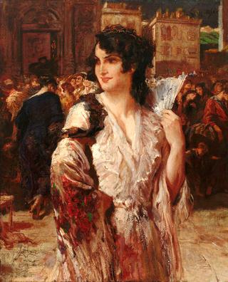 Spanish Girl with Fan