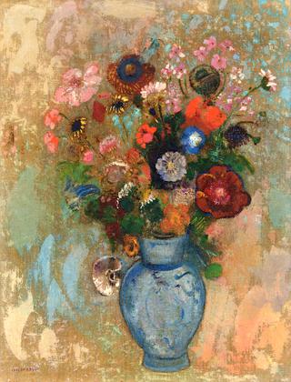 Flowers in a Blue Vase