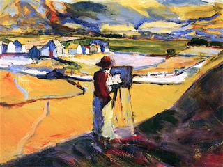 Artist Painting at an Easel