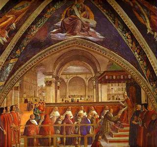 The Confirmation of the Rule of the Order of St. Francis by Pope Honorius III (Sassetti Chapel)