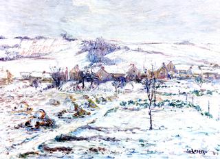 Le clos à Hédouville, effet de neige
