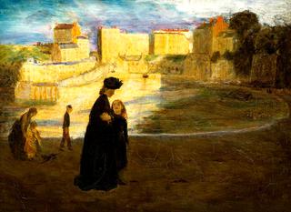 Landscape at Tenby with Figures