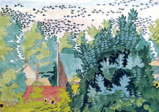 Flight of Blackbirds at Dawn