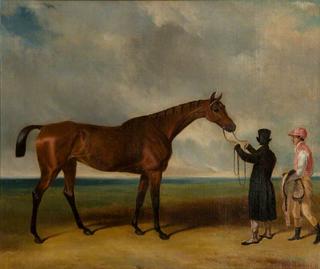 Fleur de Lys Held by a Trainer on a Racecourse