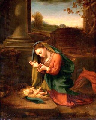The Madonna Adoring the Infant Christ (after Correggio)