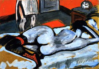 Reclining Nude with Black Stockings