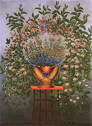 Three-Flower Vase with Garland on a Table