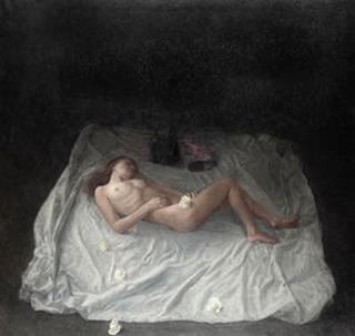 Nude with White Flowers