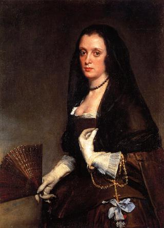 拿扇子的女士
