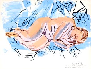 Reclining Nude on Blue Drapery