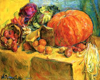 Still LIfe with Giant Pumpkin and Fruits