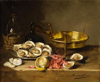 Still life with oysters and shrimps