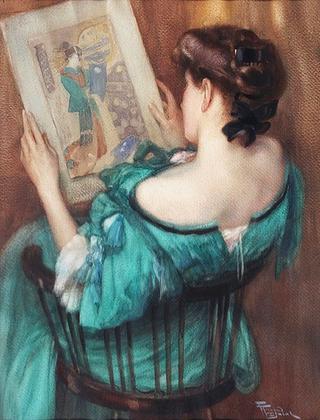 Woman Admiring a Japanese Print
