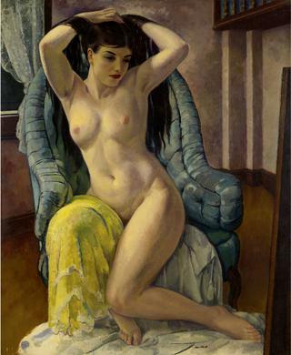 Girl on a Blue Chair