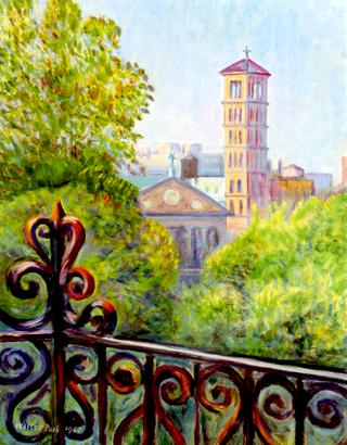 Washington Square from Balcony with Steeple