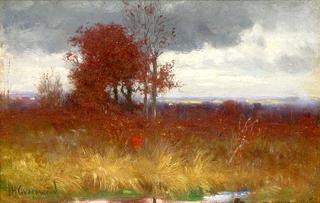 Autumn Scene with Golden Brush