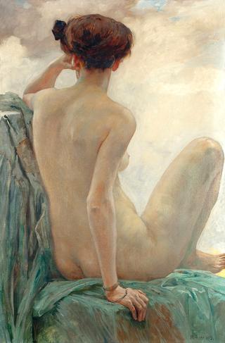 Sitting Nude From The Back