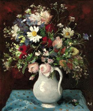 Flowers in a white jug