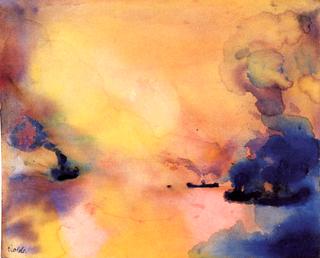 Sea with Four Small Steamships