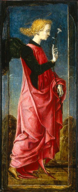 The Annunciation with Saint Francis and Saint Louis of Toulouse (middle left panel)