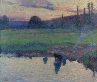 Lavandiere au bord de l Eau