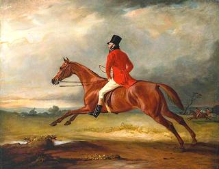 Major Healey, Wearing Raby Hunt Uniform, Riding with the Sedgefield Hunt