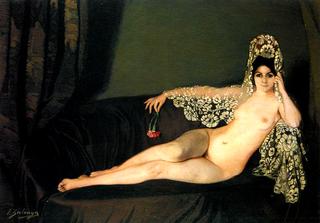 Nude in Mantilla with a Carnation