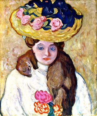 Young Woman with Flowered Hat