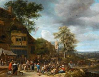 Villagers Merrymaking Outside an Inn