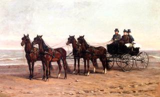 Mr. and Mrs. Leland Stanford Driving on the Beach at San Francisco