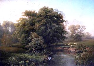 Landscape with River and Sheep