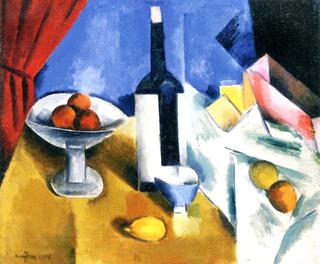 Still LIfe with Bottle and Fruit