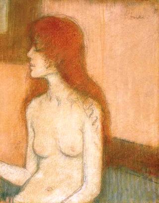 Sitting Nude with Red Hair