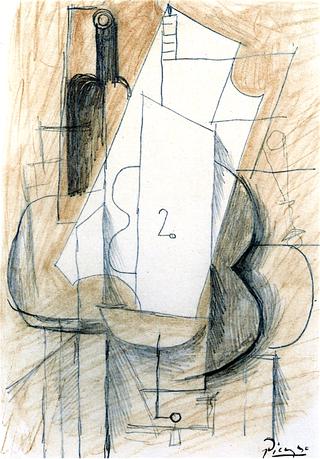 Still Life with Bottle and Guitar