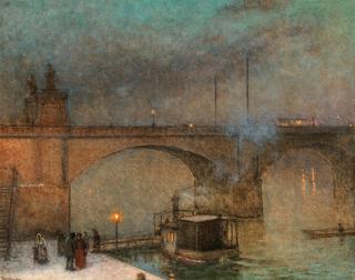 Prague, steamer on the Vltava in front of the Palacky Bridge
